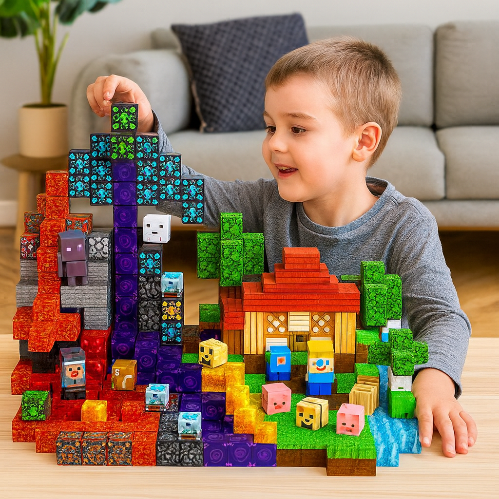 Juego de bloques de construcción magnéticos para niños