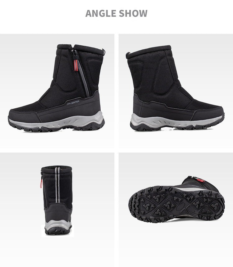 Botas de invierno para mujer con cremallera lateral: botas de nieve impermeables, antideslizantes y duraderas con forro cálido.