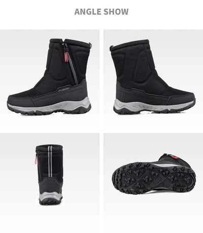 Botas de invierno para mujer con cremallera lateral: botas de nieve impermeables, antideslizantes y duraderas con forro cálido.