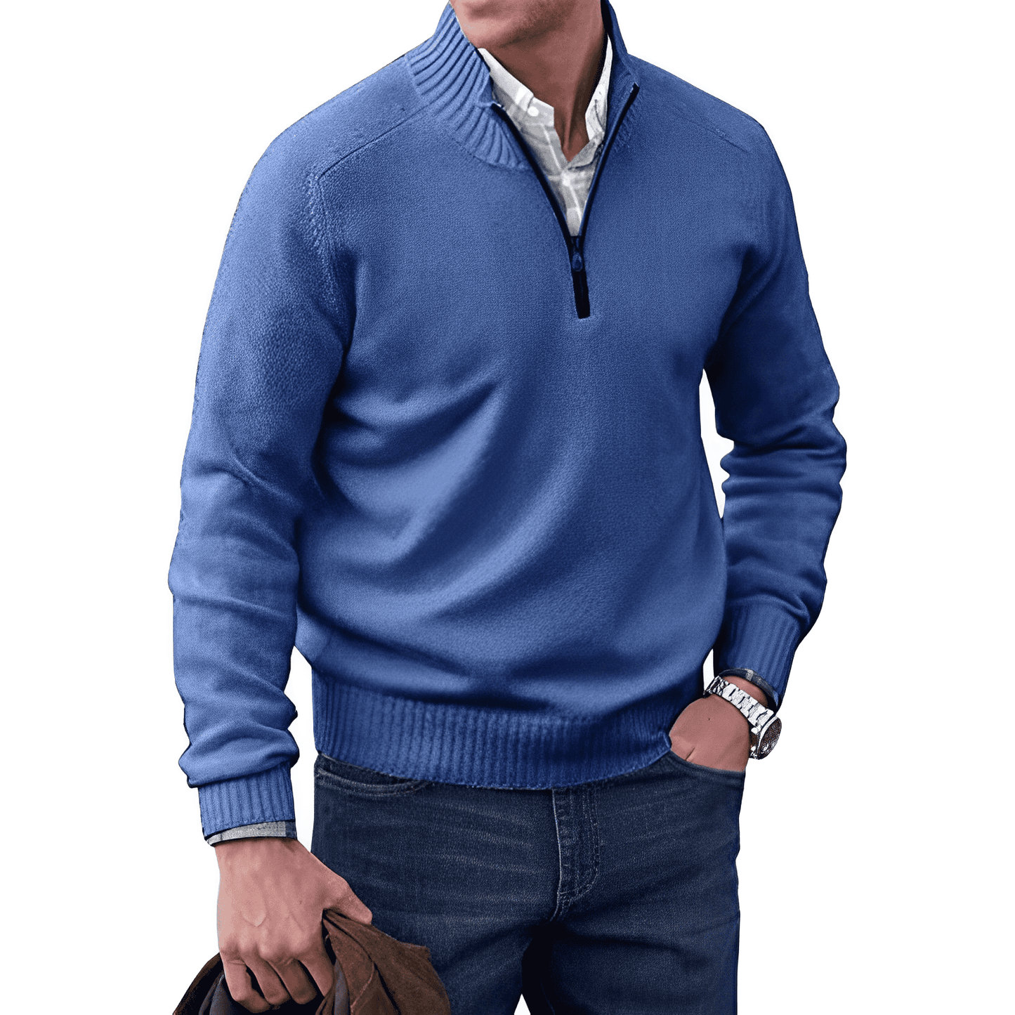 Benoit elegante maglione di cashmere con cerniera