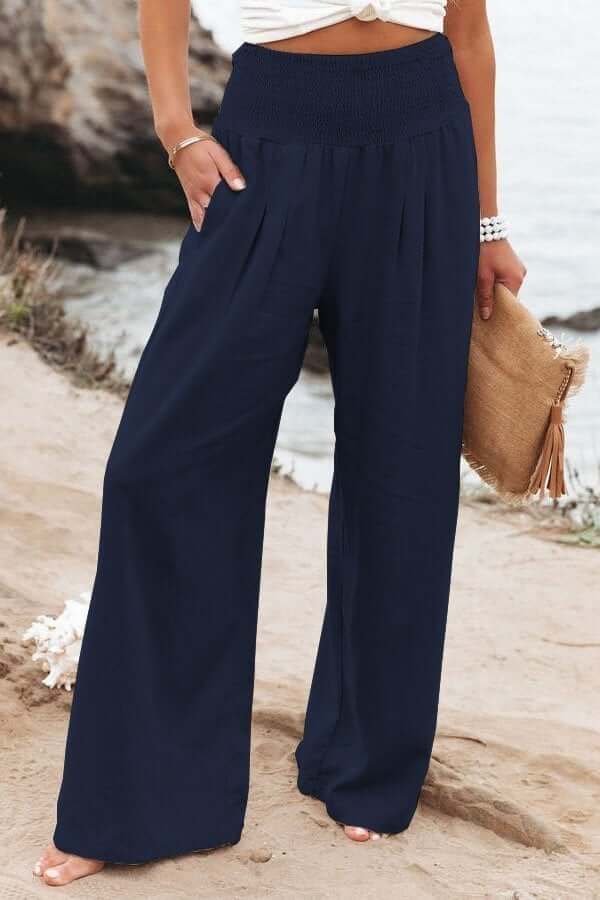Leinenhose Damen Breezeflow elastischer Bund weiter Schnitt Sommer 2025