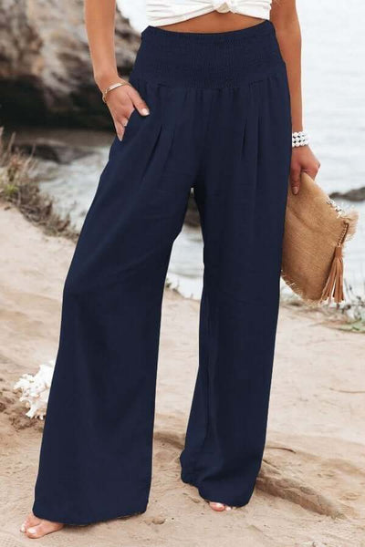 Leinenhose Damen Breezeflow elastischer Bund weiter Schnitt Sommer 2025