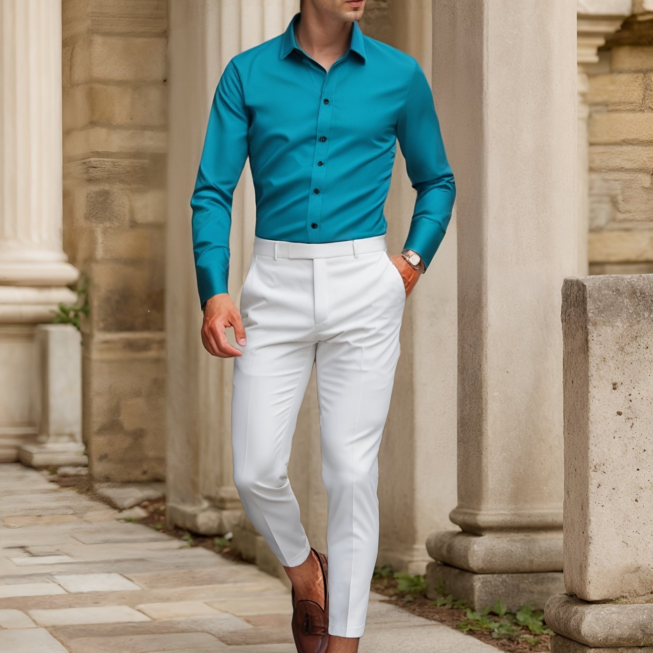 Finn | SlimFit-Stretchhemd in Uni-Farbe