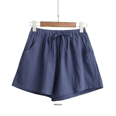 Leinen-Shorts in Übergröße mit hoher Taille für Sommer 2025