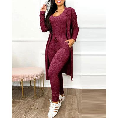 2-teiliger Jumpsuit für Frühling 2025 | Enger Leggings-Jumpsuit mit Jacke