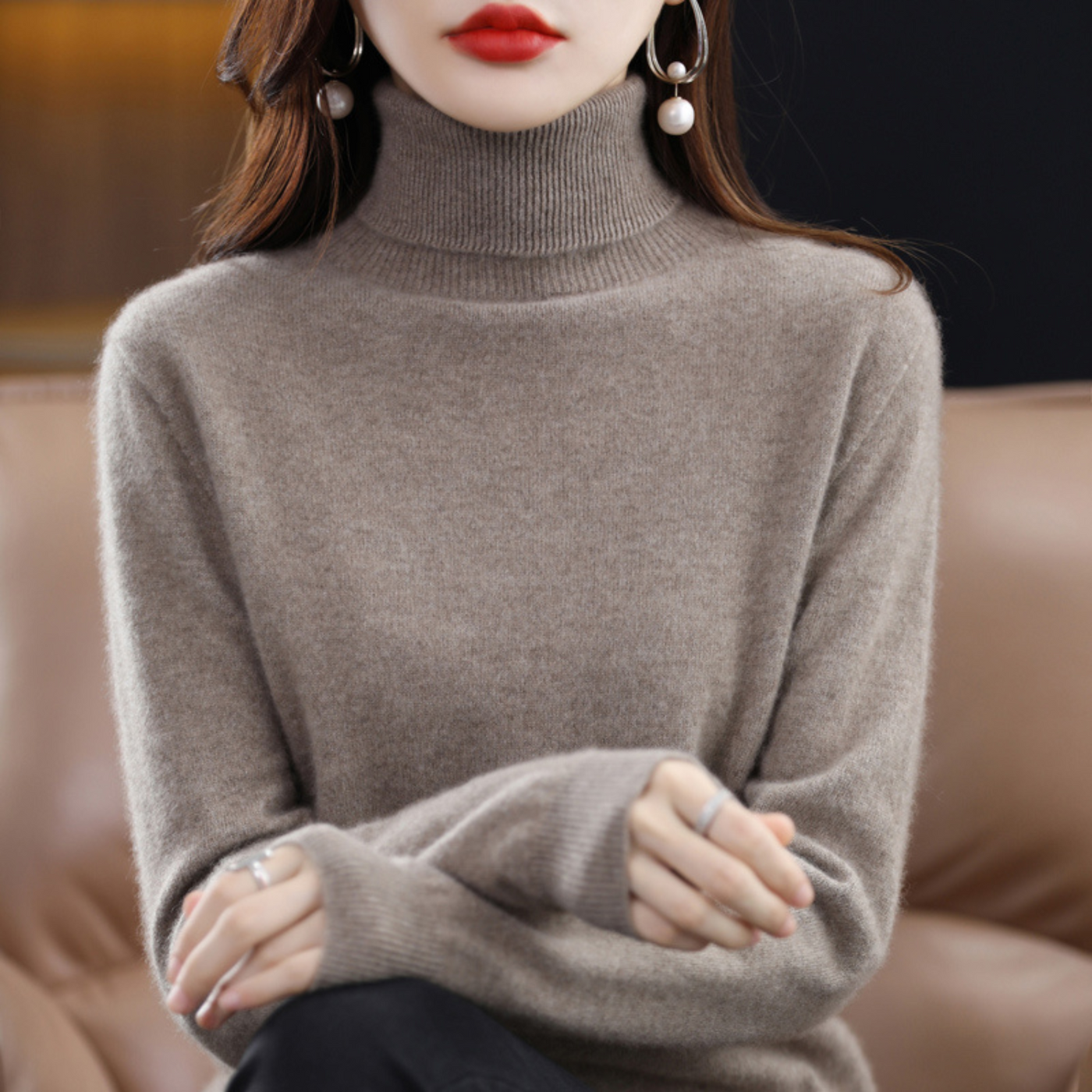 Luxe Kaschmir Damen Rollkragenpullover - Elena