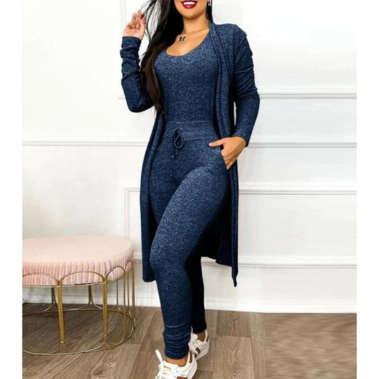 2-teiliger Jumpsuit für Frühling 2025 | Enger Leggings-Jumpsuit mit Jacke