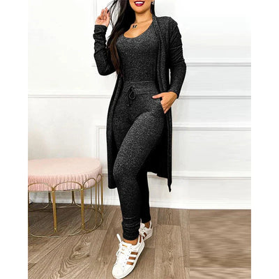 2-teiliger Jumpsuit für Frühling 2025 | Enger Leggings-Jumpsuit mit Jacke
