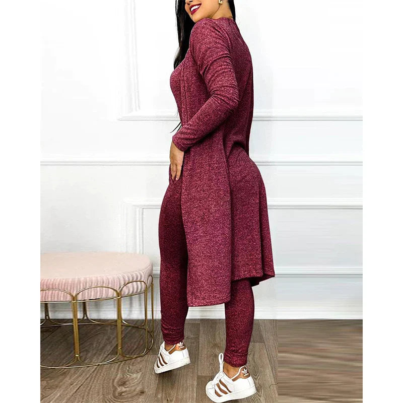 2-teiliger Jumpsuit für Frühling 2025 | Enger Leggings-Jumpsuit mit Jacke
