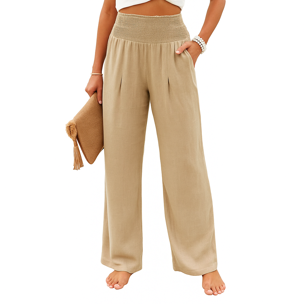 Sommerhose Damen weit luftiger Stoff mit Gummibund bequem