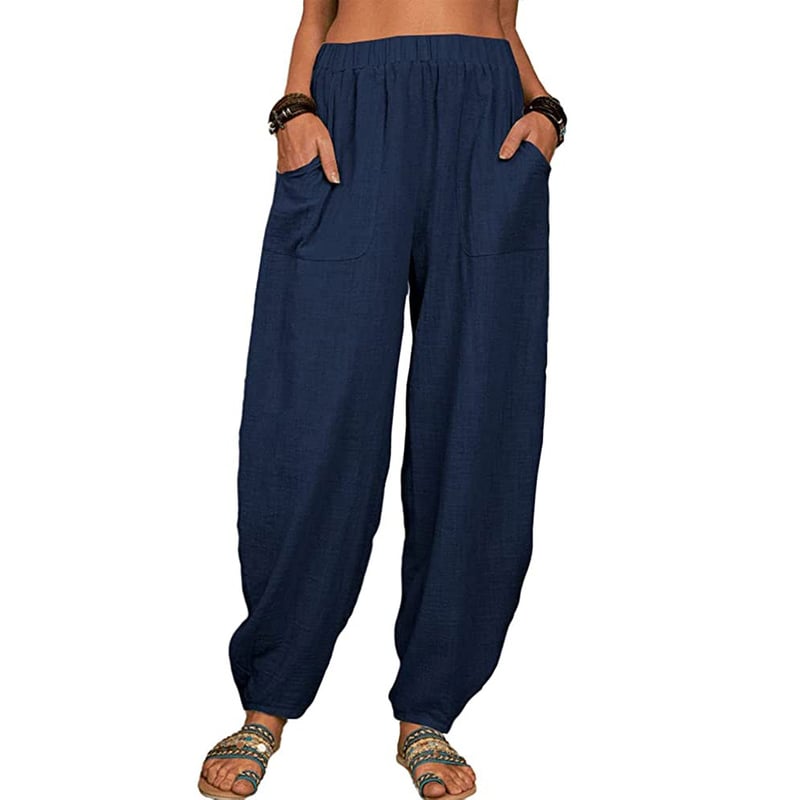 Zinzi - Pantaloni harem casual in cotone e lino