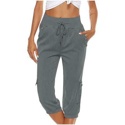 Juliet - Gekürzte Hose aus Baumwolle und Leinen mit Cargo-Taschen