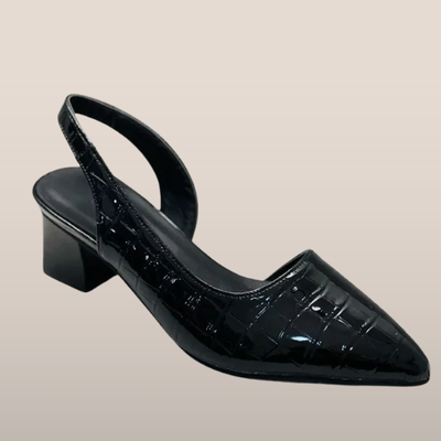 Slingback-Absätze für Damen - Spitze Nase mit Blockabsatz und Krokodiltextur