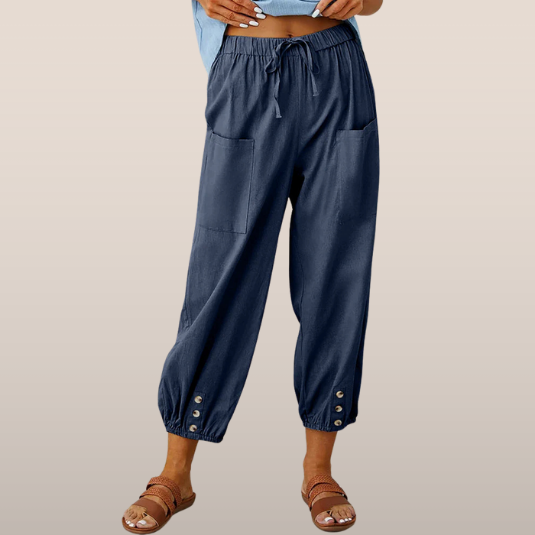 Luftige Hose - Lässiger Stil mit elastischem Saum und Taschen