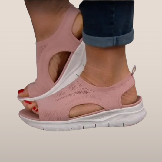 Damen-Sandalen - Sportlicher Slip-On - Luftiges Mesh - Dämpfende Sohle