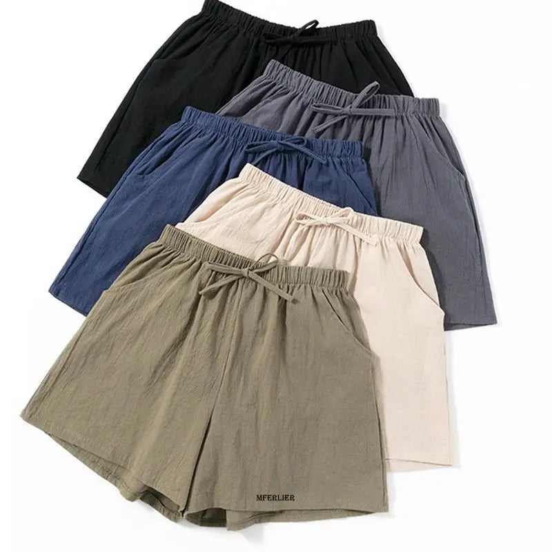 Leinen-Shorts in Übergröße mit hoher Taille für Sommer 2025