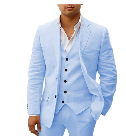 Eleganter dreiteiliger Herrenanzug - Sommerkleidung für Hochzeiten oder Feiern