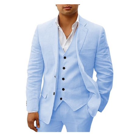 Eleganter dreiteiliger Herrenanzug - Sommerkleidung für Hochzeiten oder Feiern