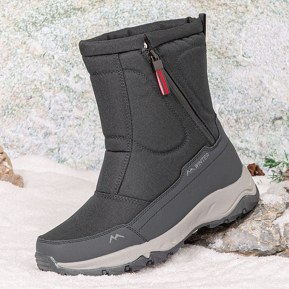 Botas de invierno para mujer con cremallera lateral: botas de nieve impermeables, antideslizantes y duraderas con forro cálido.