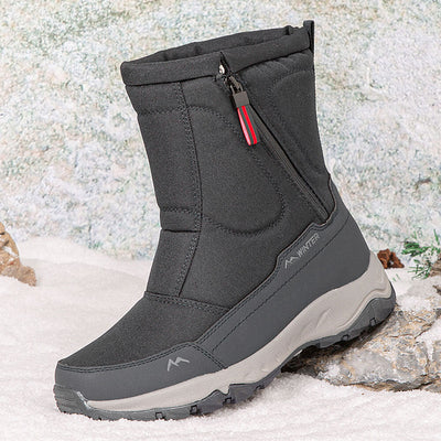 Botas de invierno para mujer con cremallera lateral: botas de nieve impermeables, antideslizantes y duraderas con forro cálido.