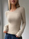 Crewneck knitted sweater with minimalist design for women