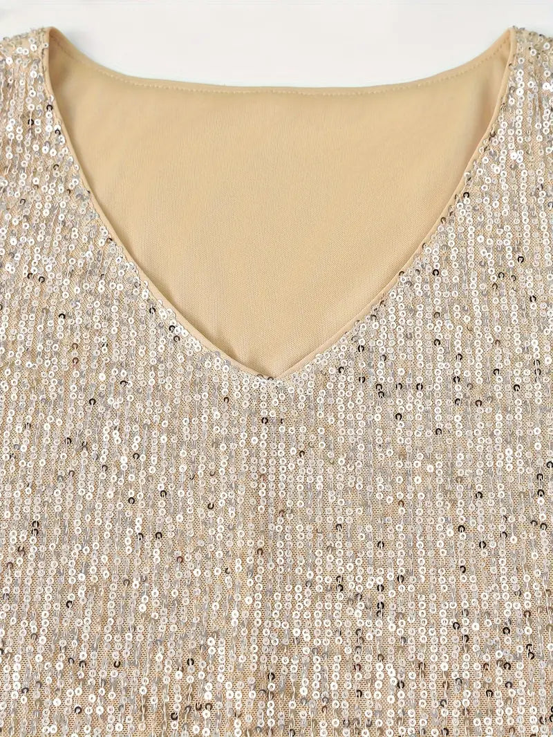 HAWA | Sequin V-Neck Top