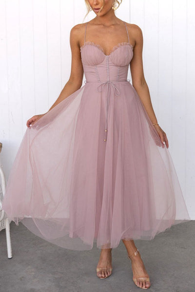 Modernes trägerloses Chiffonkleid - Embla
