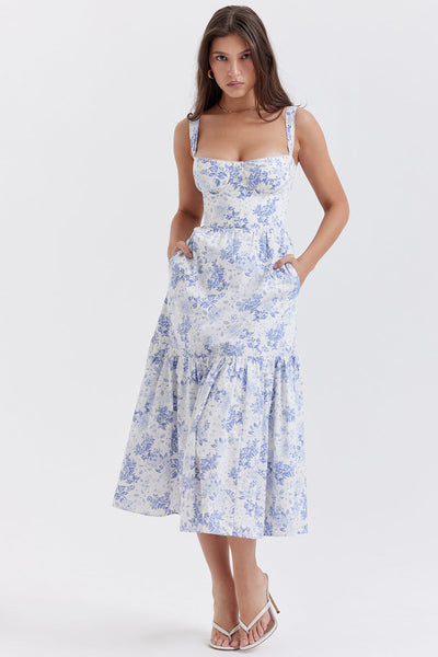 Vestido midi de verano con estampado floral