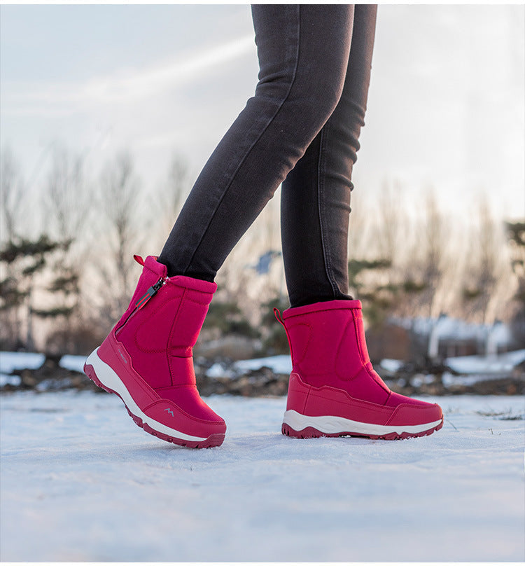 Botas de invierno para mujer con cremallera lateral: botas de nieve impermeables, antideslizantes y duraderas con forro cálido.