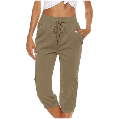 Juliet - Gekürzte Hose aus Baumwolle und Leinen mit Cargo-Taschen