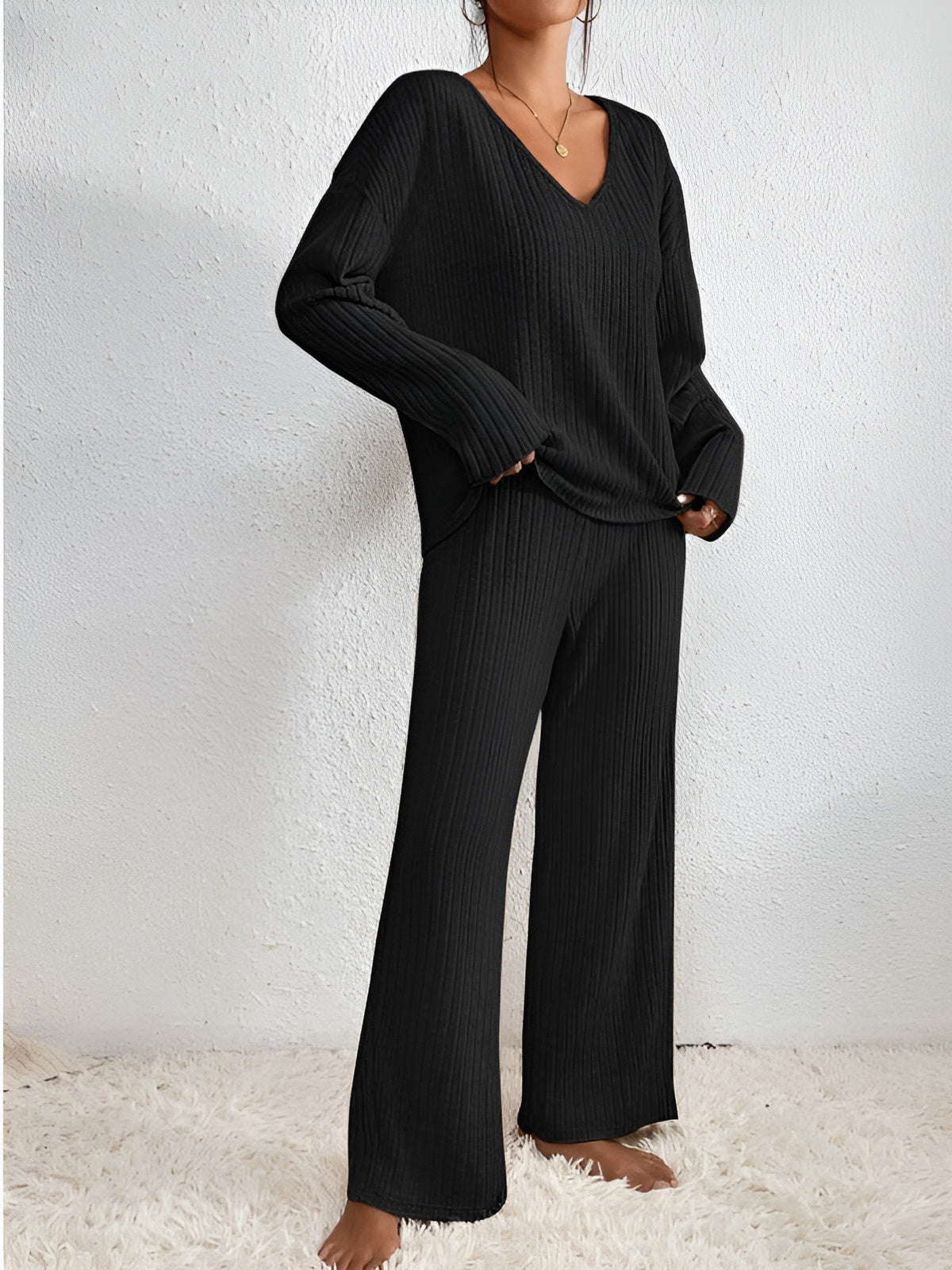 Isla | Ensemble pull à col en V rayé