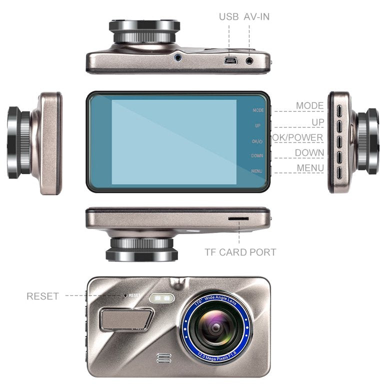 Drahtlose Dashcam vorne und hinten mit Nachtsicht - 1080P Dashboard Kamera für Auto
