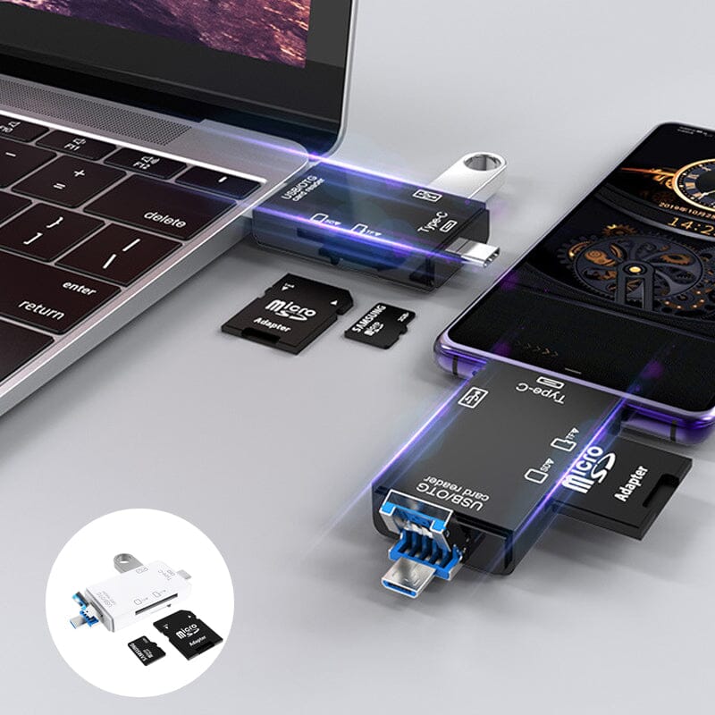 SnapBit | Lector de tarjetas de memoria multifunción: transferencia rápida de datos para teléfonos móviles y portátiles