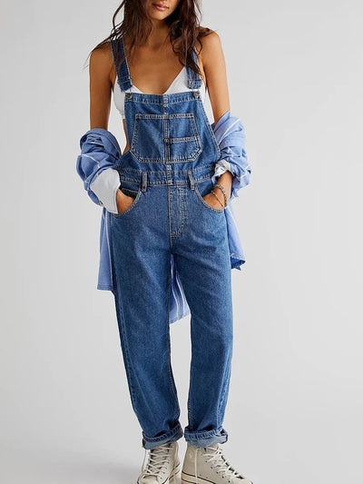 Klassischer Denim-Jumpsuit für Damen mit lockerer Passform und dehnbarem Komfort | Freja
