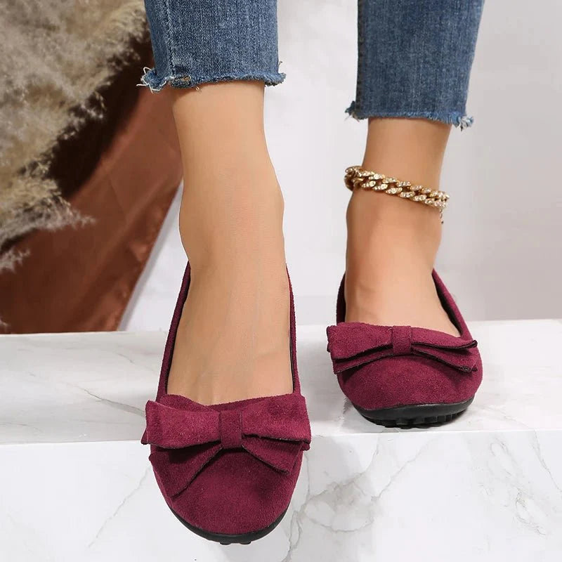 Damen Ballerina Schuhe | Flache Sohle & Slipper | Dekorative Schleife | Bequem & stylisch