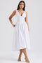 Damen Midi-Kleid | Boho Floral & V-Ausschnitt | Ärmellos A-Linie | Sommer & Hochzeit