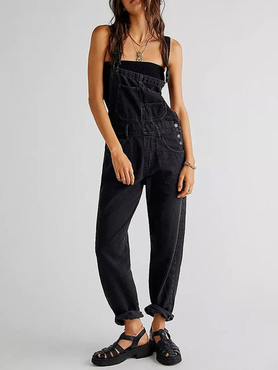 Klassischer Denim-Jumpsuit für Damen mit lockerer Passform und dehnbarem Komfort | Freja