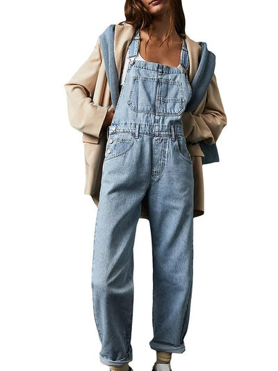 Klassischer Denim-Jumpsuit für Damen mit lockerer Passform und dehnbarem Komfort | Freja