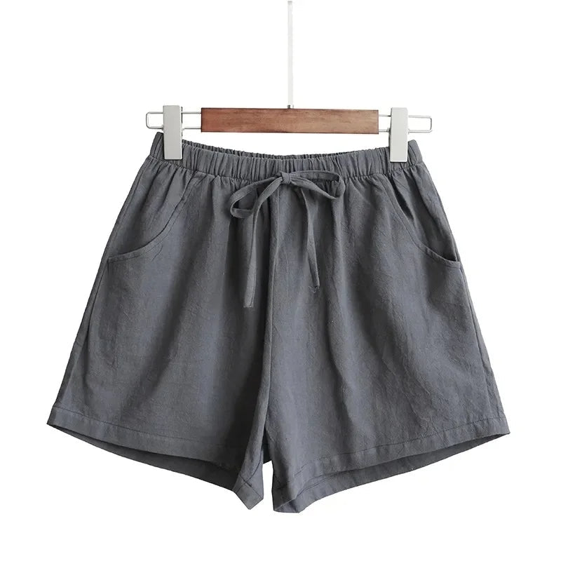Leinen-Shorts in Übergröße mit hoher Taille für Sommer 2025