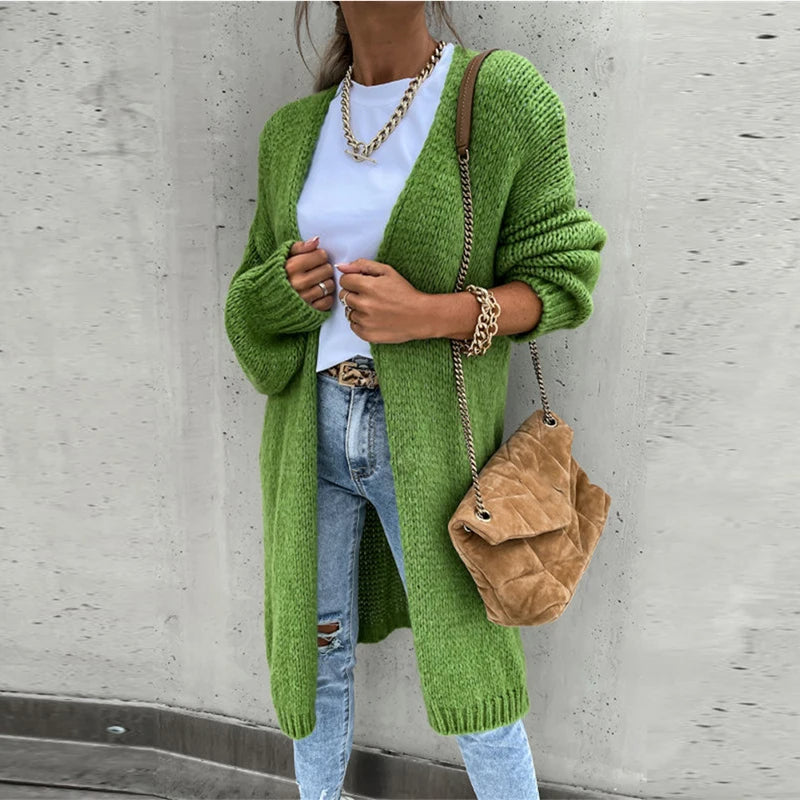 Elegante cardigan in cashmere per donna - di media lunghezza e caldo per autunno/inverno