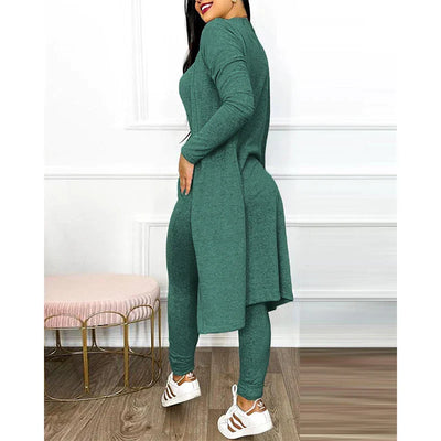 2-teiliger Jumpsuit für Frühling 2025 | Enger Leggings-Jumpsuit mit Jacke