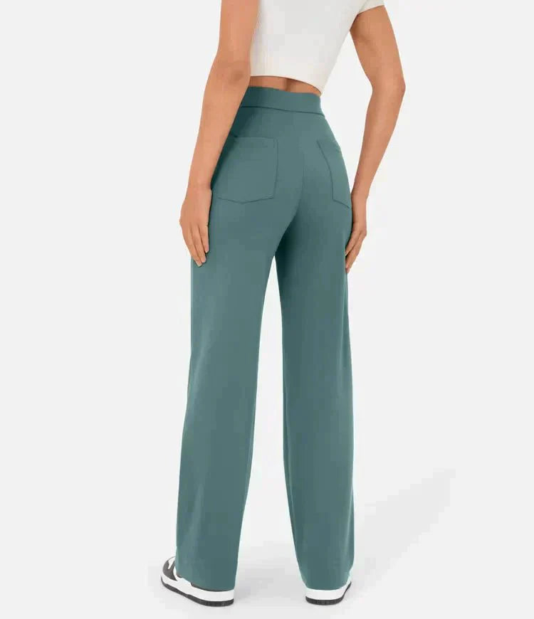 Hochtaillierte Damenhose mit Knopfleiste und Stretch