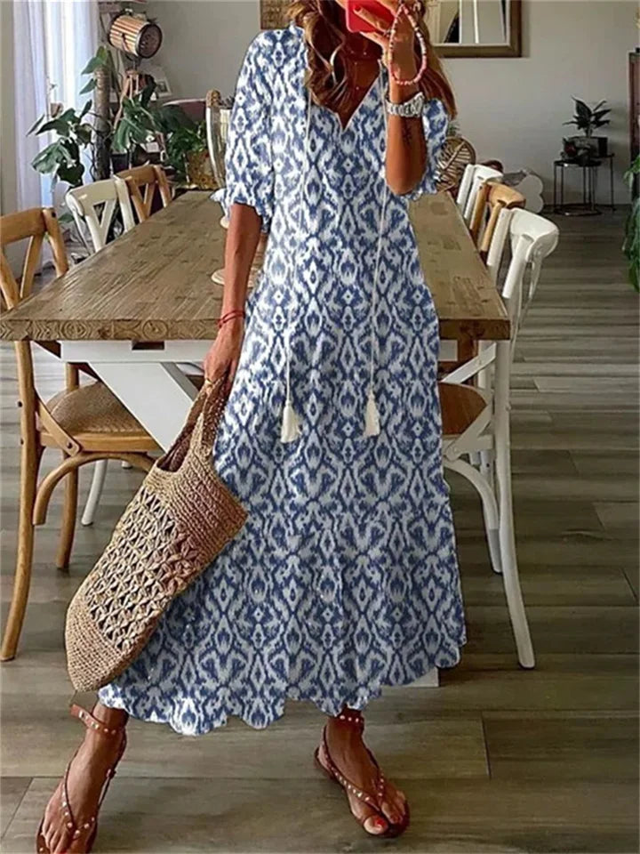 Jüli | Robe maxi d'été légère à manches courtes | Élégante, confortable et polyvalente