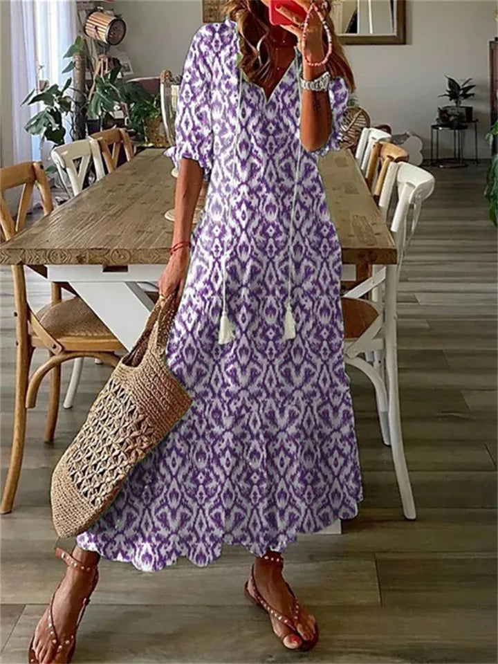Jüli | Robe maxi d'été légère à manches courtes | Élégante, confortable et polyvalente