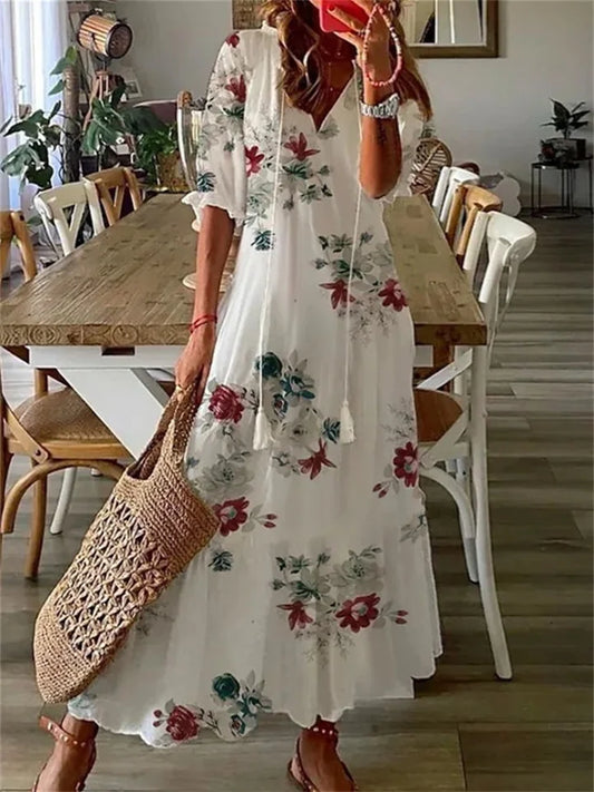 Jüli | Luftiges Maxi-Sommerkleid mit kurzen Ärmeln | Stilvoll, bequem & vielseitig