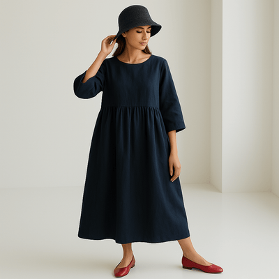 Langes Kleid aus Leinen | Minimalistische Eleganz | Leicht & Bequem