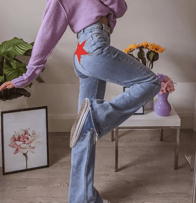 Baggy Jeans mit Sternchen | Hohe Taille | Streetwear und Original