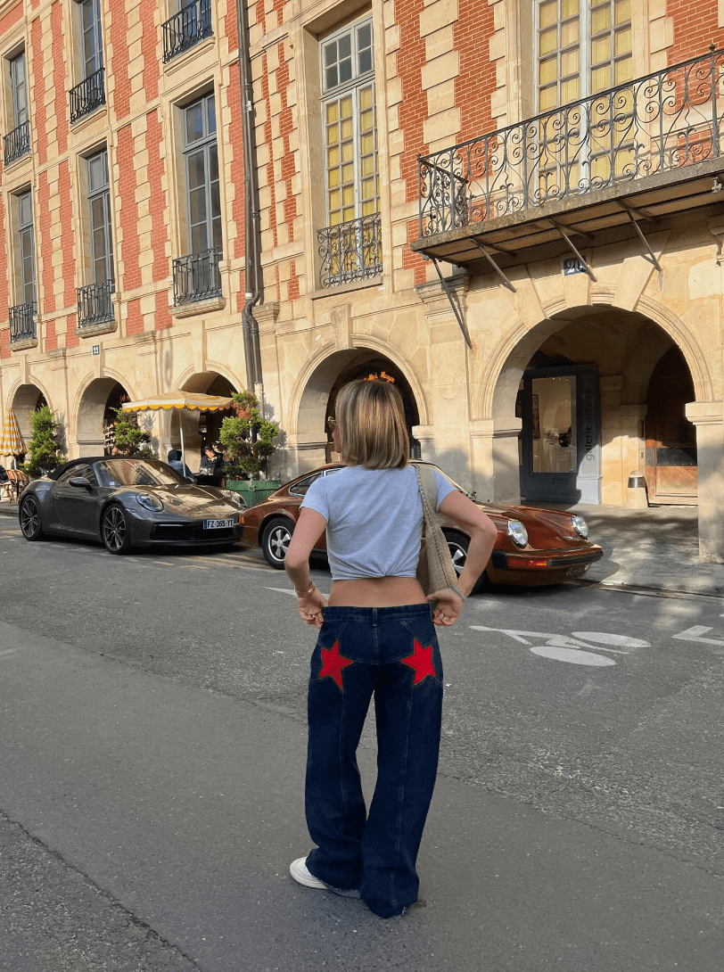 Jean baggy avec petites étoiles | Taille haute | Streetwear et original