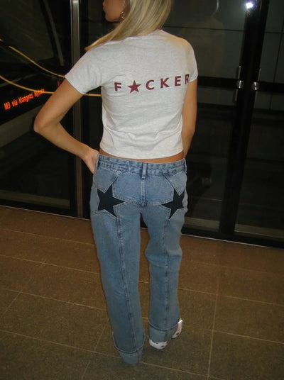 Baggy Jeans mit Sternchen | Hohe Taille | Streetwear und Original