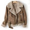 Giacca aviator da donna con tasche frontali in shearling | Calda giacca biker invernale